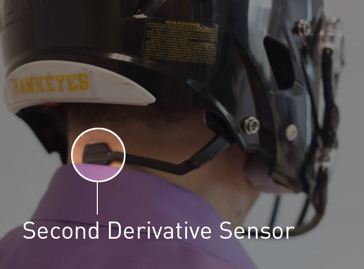 This sensor, developed at the Texas Biomedical Device Center, is designed to indicate whether an athlete needs a neurological test to determine brain injury.